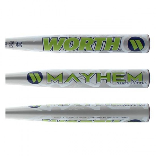 Worth Mayhem Alloy Dual Stamp Slow Pitch Softball Bat: WM20AA Promotions